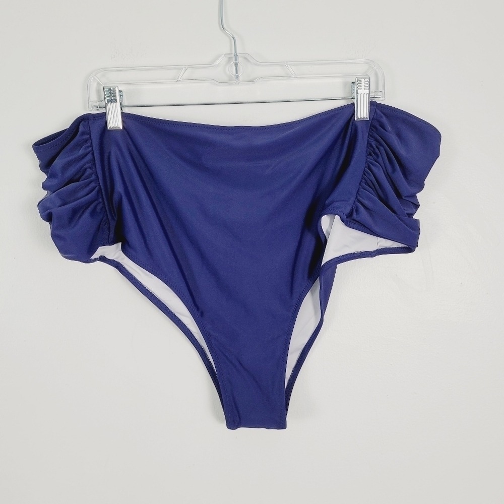 Cupshe Navy Blue Hi Cut Ruched Side Swimsuit Bottom Size 4X